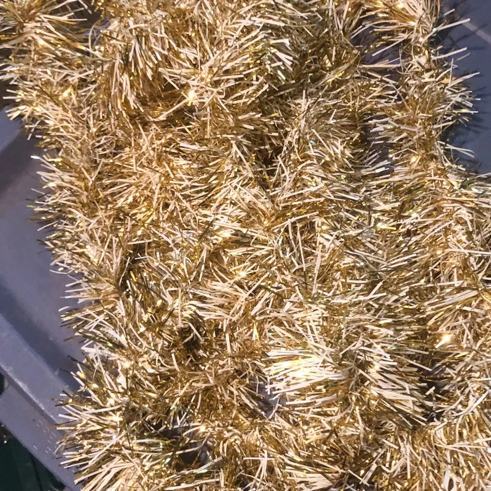 Gold Holiday Tinsel Garland - Festive Home Décor